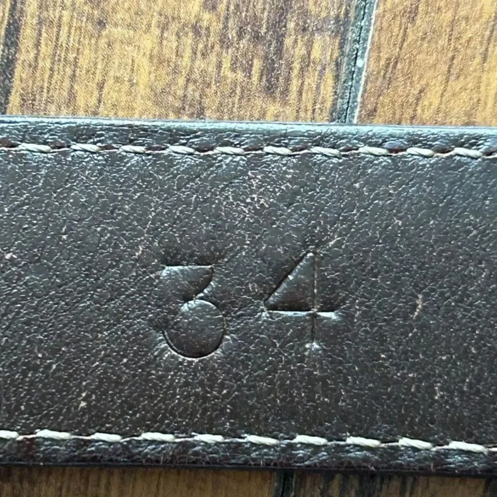 Maidas Houston Belt Strap Genuine Calf Leather Brown Snap On Distressed Mens 34